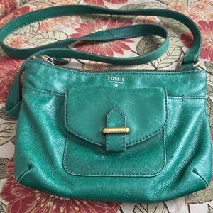 Fossil green  Leather Crossbody Bag